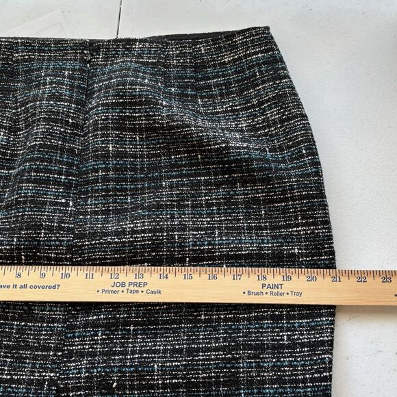 Ann Taylor Wool Blend Straight Skirt Black Blue Tweed Lined Mini Skirt - Picture 8 of 11